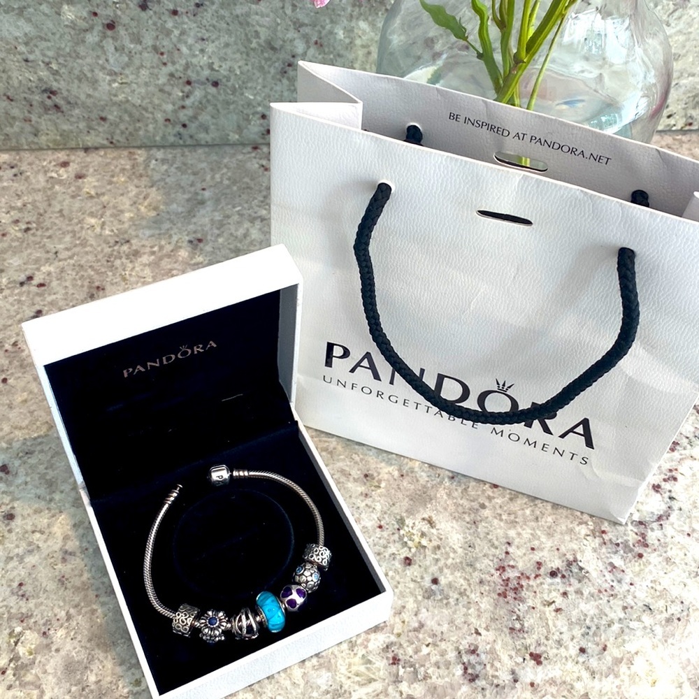 ✨Pandora✨Moments Sterling Silver Snake Chain Bracelet with Charms and Clips - Picture 5 of 15